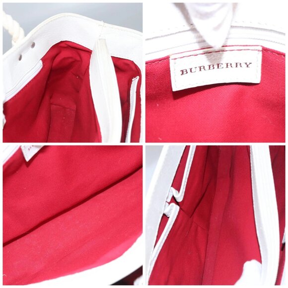 BURBERRY Hand Bag Canvas White Auth - Picture 15 of 16